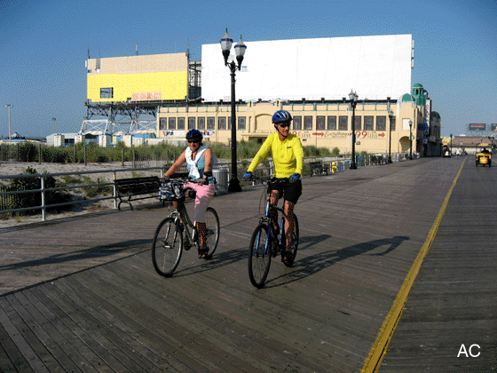Bike riding on the Atlantic City Boardwalk